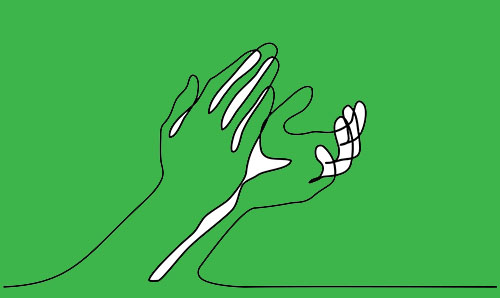 Illustration of welcoming hands