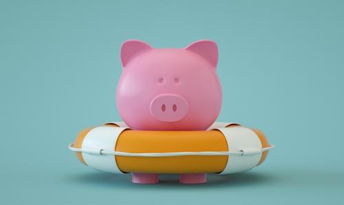 Piggy bank in a life float
