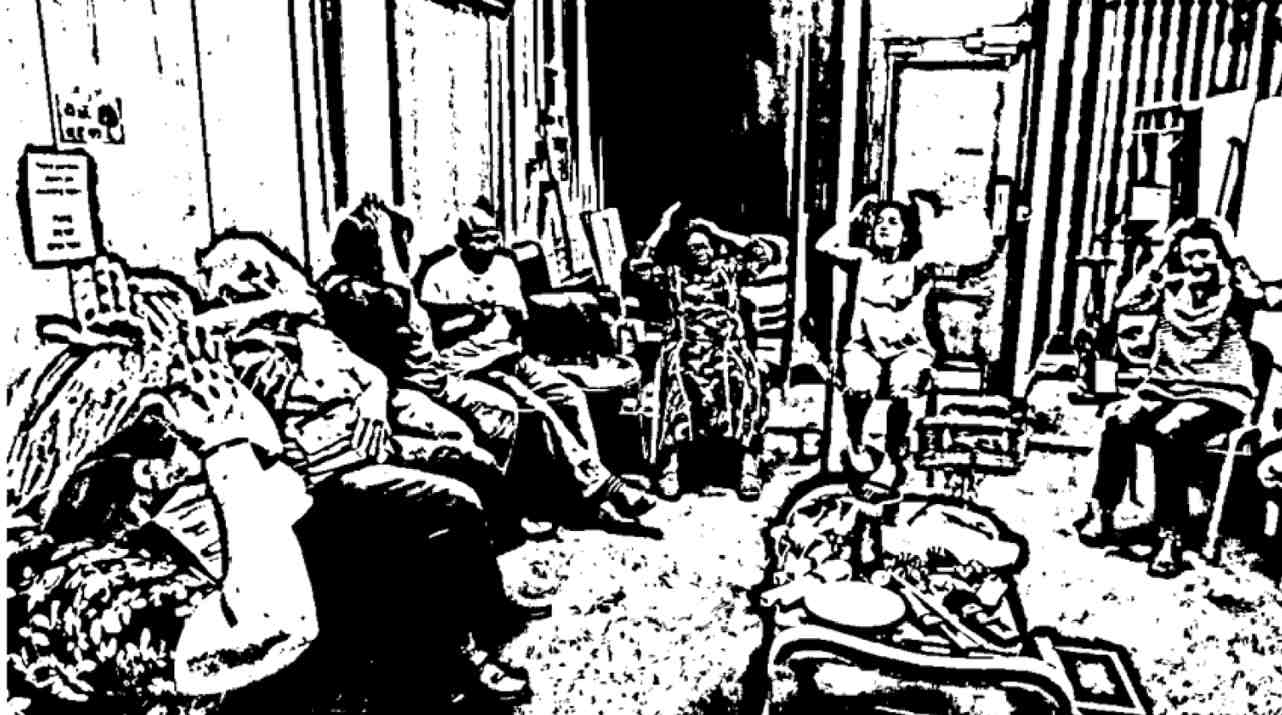 Group members mirror Mary’s improvised movements.